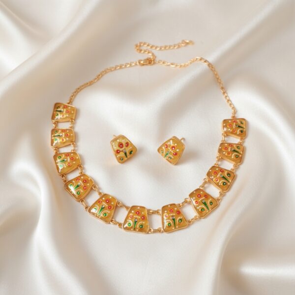 Yellow Monalisa Floral Collar Necklace Set