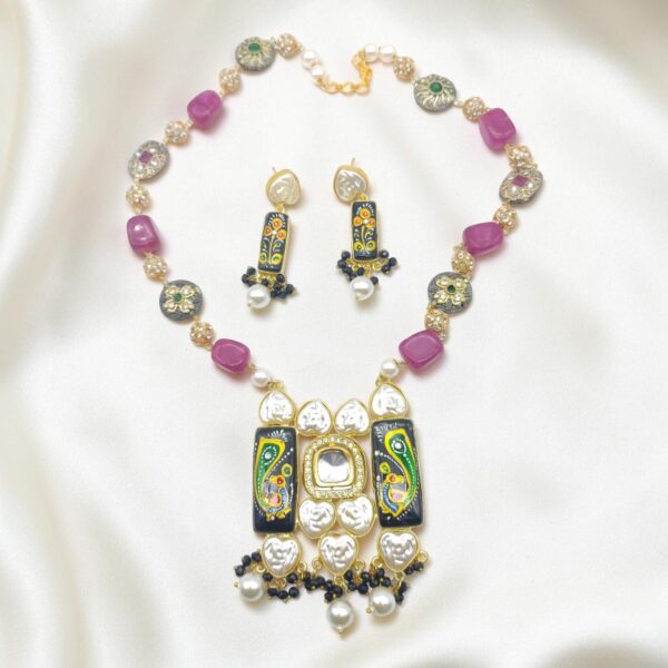 Tanjore Art inspired Necklace set- Black