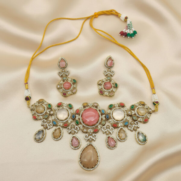 Multicolor Russian Stone Statement Necklace Set
