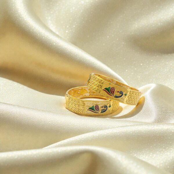 Peacock Motif Gold Tone Kada Bangles