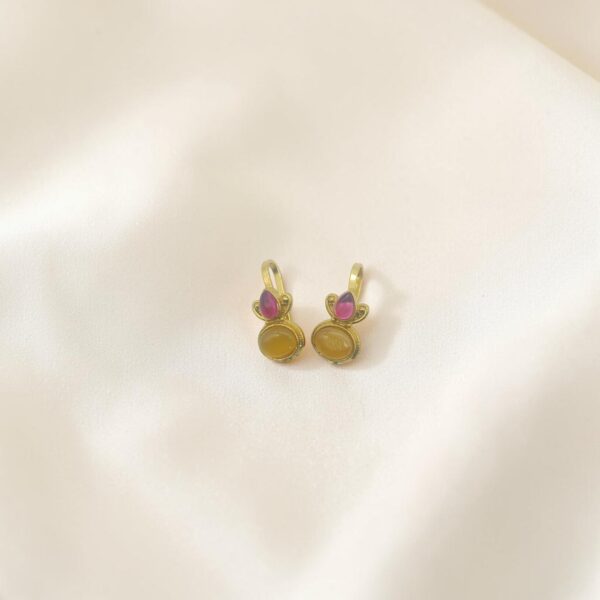 Elegant Yellow and Lavender Stone Bugadi