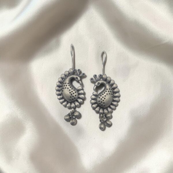 Oxidized Peacock Ghungroo Earrings
