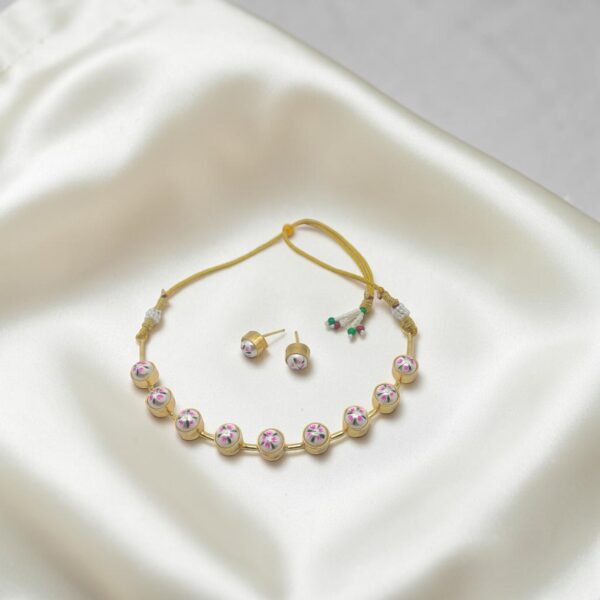 Pink Floral Hand Painted Hasli Set