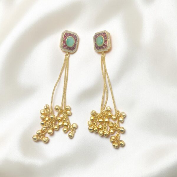 Mint Green Statement Tassel Earrings