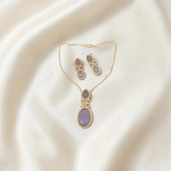 Lavender Stone Pendant Necklace Set