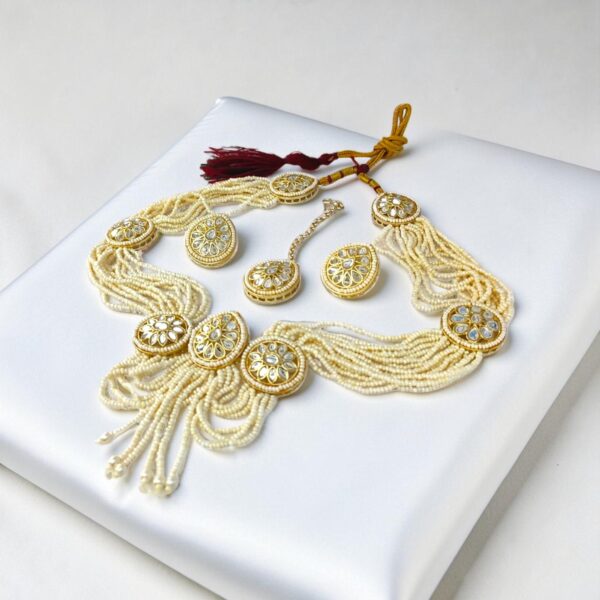 Layered Pearl Kundan Necklace Set